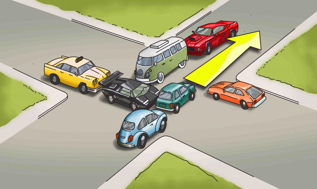 testvoiture3 1 personne sur 5 peut résoudre ce problème. Quelle voiture doit passer en premier pour libérer la circulation ?