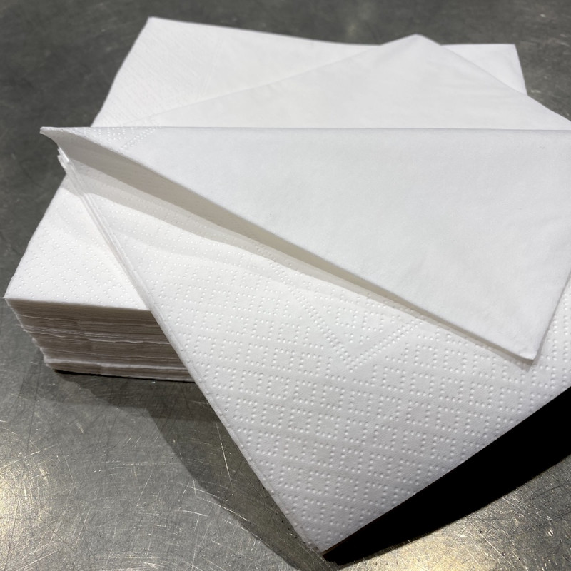 200 serviettes papier blanc 33 x 33cm 2 plis