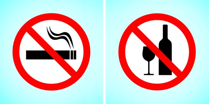Évitez de fumer et de boire de l'alcool