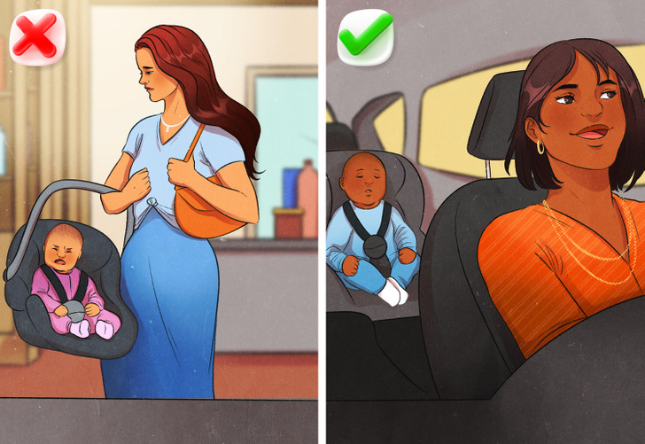 Les bébés ne doivent pas être transportés dans un siège auto