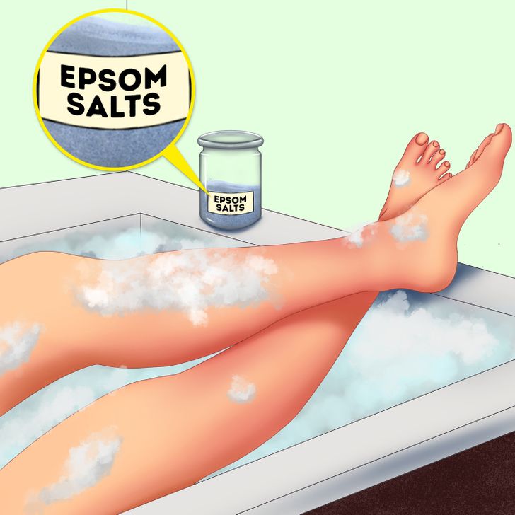 Prenez un bain reparateur avec du sel dEpsom 10 conseils pour dégonfler vos jambes, vos pieds et vos chevilles dégonfler vos jambes