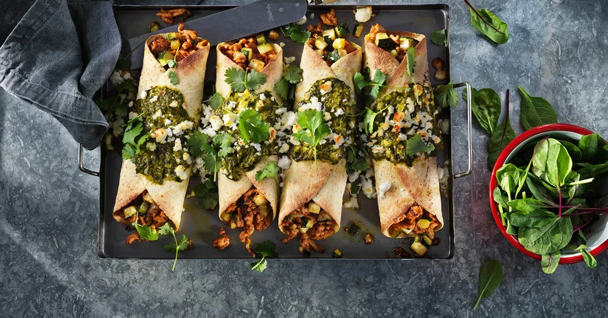 Recette : Enchilada avec épinards, feta et poulet