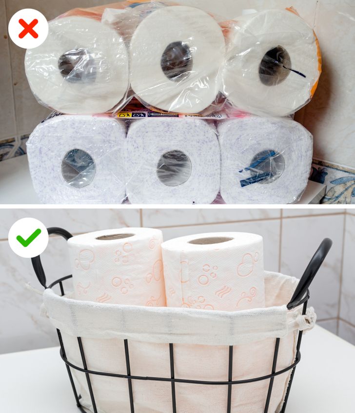 Piles de papier toilette emballé
