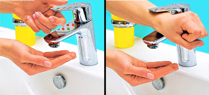 incorrecte  Vous ouvrez le robinet avec vos doigts